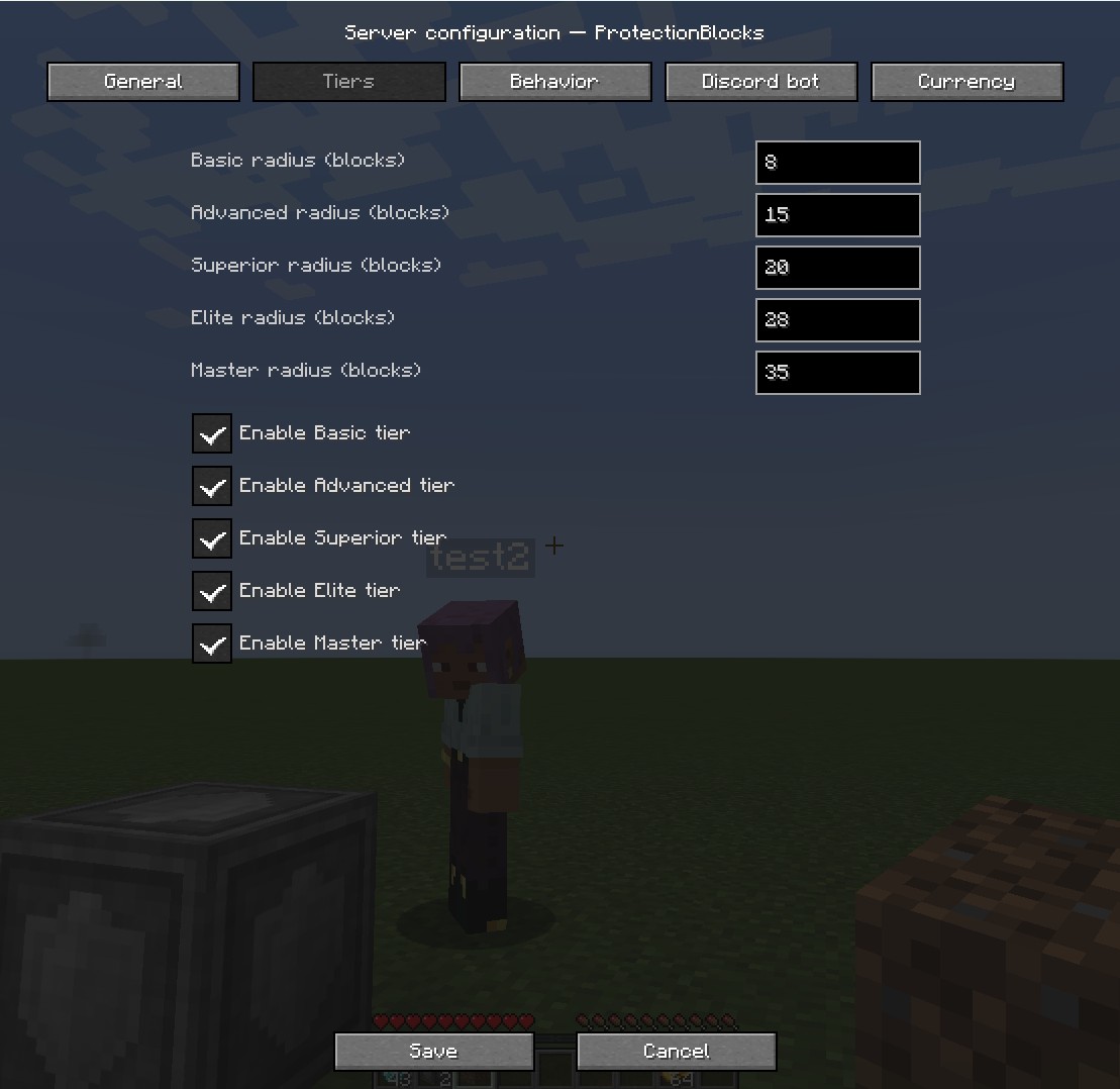 Tiers tab